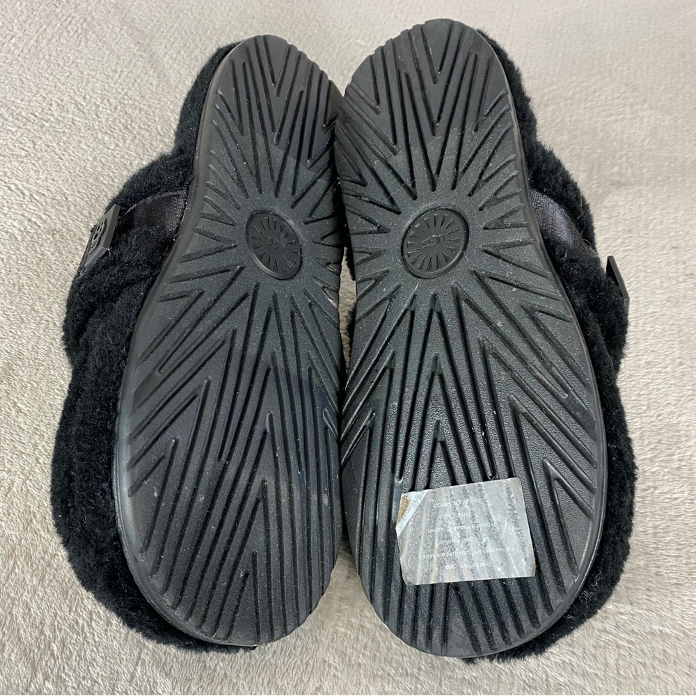 UGG Fluff It Mens Slipper Mule Size 9 Black Sheepskin Slip On Adjustable - Picture 10 of 11